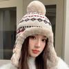 Fleece and thickened wool hat, small face in autumn and winter, warm riding ear protection and cold protection, big head circumference Lei Feng hat