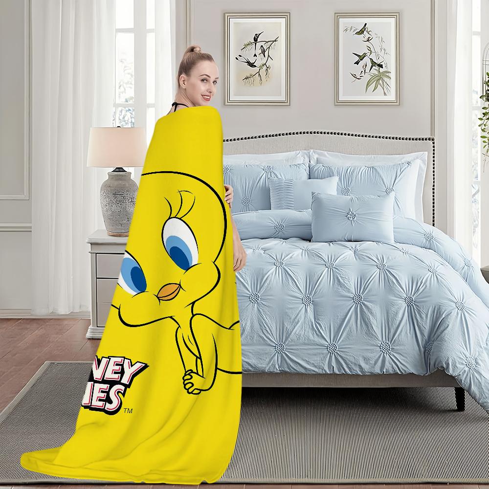 Cartoon Bird Cute T-Tweety Blanket Plush Nap Sofa rug for Living Room Warm Office Bedroom Birthday Home Travel Kid Gifts