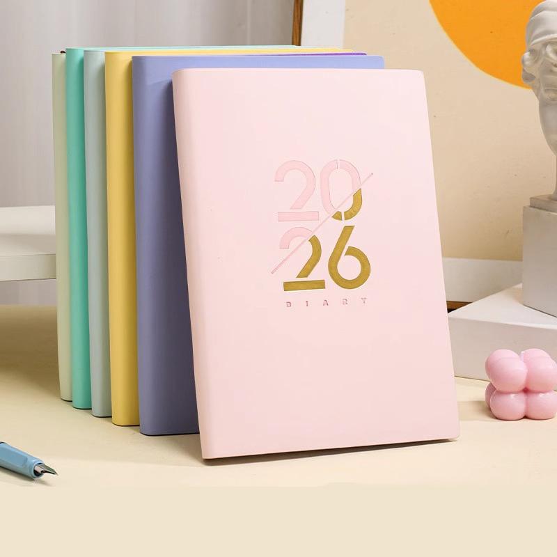 2026 Custom Printed Paper Classic Design Business Agenda Top Pu Leather Diary Hardcover Journal Planner Notebook with Pocket