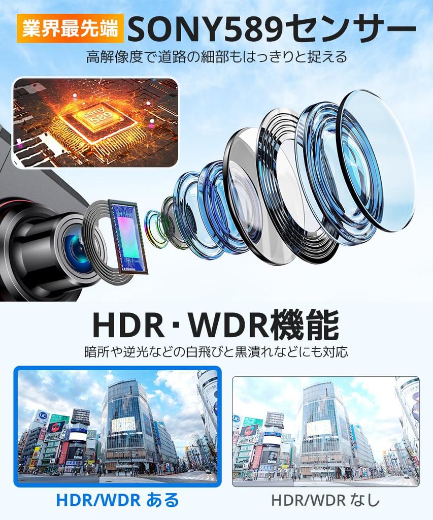 4K Dash Cam New Large with Front and Rear SD Card Sony IMX589 Image Correction Simultaneous Front and Rear Automatic Emergency Overwrite Parking