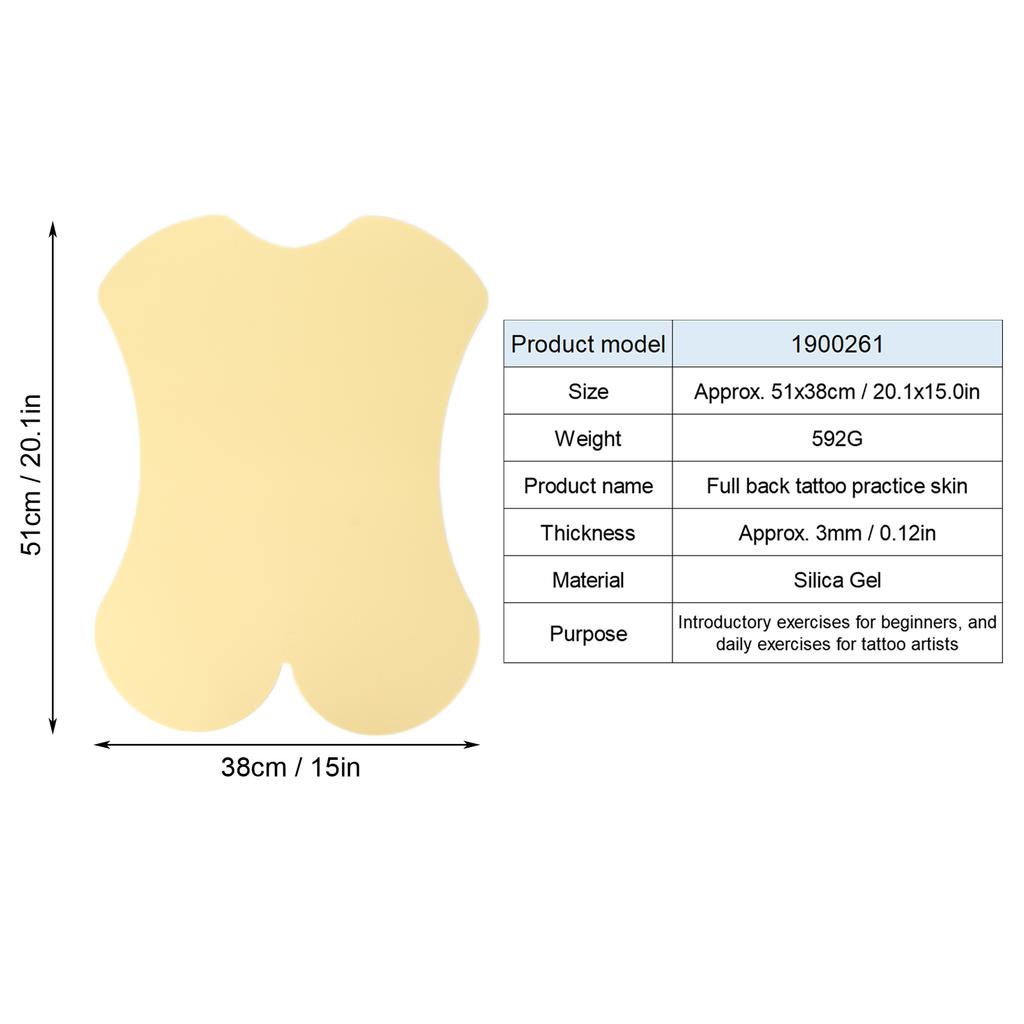 Full Back Tattoo Practice Skin Large Thick Blank Silicone Beginner Tattoo Practice Skin