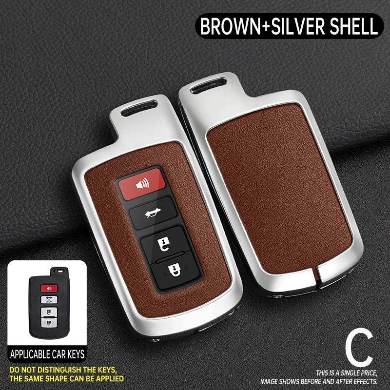 Metal Leather Car Key Case Cover For S0 Prius CHR Aygo Corolla Yaris RAV4 Camry Land Cruiser Highlander Prado Auris Avalon JH0