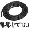 Windshield Washer Nozzles Kit 55157319AA with 2.2 Meters Hose with 2pcs Connectors for Jeep Liberty 2008-2012 Black