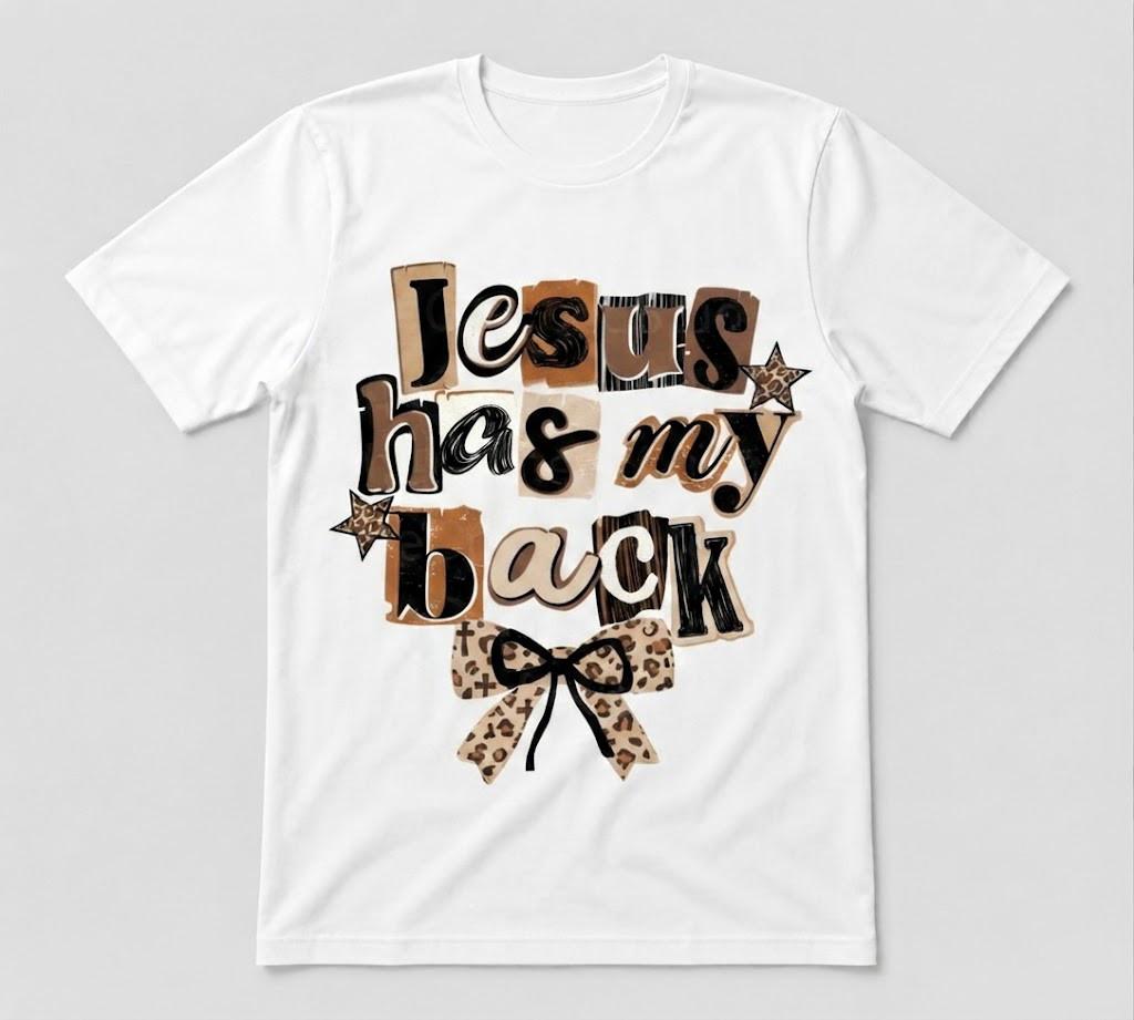 Jesus Has My Back Christian Faith Graphic Gift White unisex T-Shirt