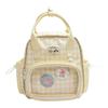 Backpack Plaid Printed With Transparent Compartments And Cartoon Decor Animal