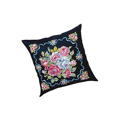 Olympus Thread Cross Stitch Embroidery Kit Cushion Rose Harmony Black 5934