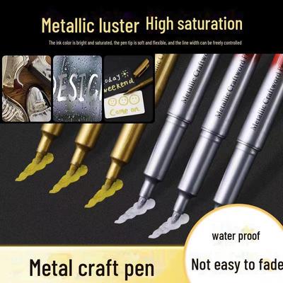 Gold & Silver Metallic Calligraphy Pens for DIY Albums, Invitations, & Highlights