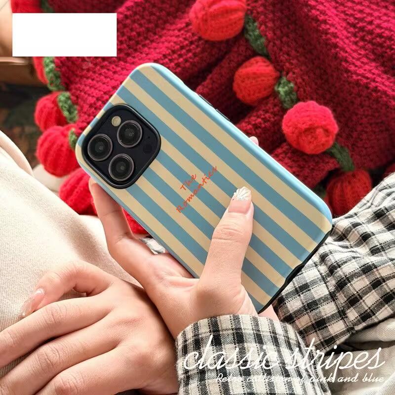 Blue & Pink Vertical Stripes Phone Case for Samsung Galaxy S20 S23 S24 S25 S26 FE Plus Ultra Edge 4G 5G Double-layer Back Cover