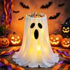 Decoração de Halloween Yousheng com Luz LED de 8 Modos com Controle Remoto, Tigela de Doces Fantasma com Suporte de Tripé, Porta-Doces Fantasma Fofo para a Frente