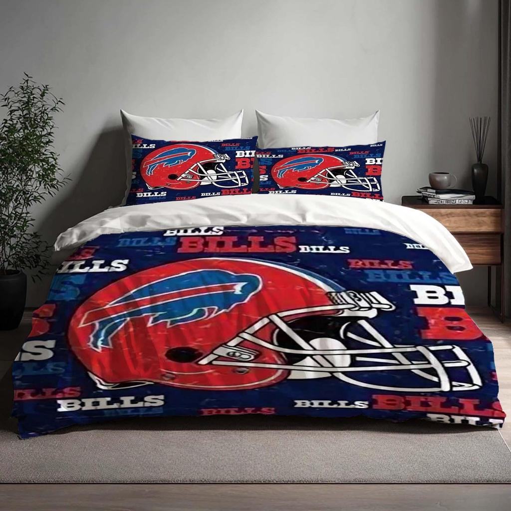 Regalo Natale Buffalo Bills Copripiumino Tre Set Biancheria da Letto Nome Personalizzato Biancheria da Letto Compleanno Coperta Trapuntata Regalo Halloween Ritorno a Scuola.