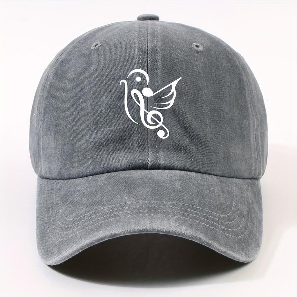 Music Bird Treble Clef Baseball Cap Vintage Washed Polyester Adjustable Unisex Casual Hat