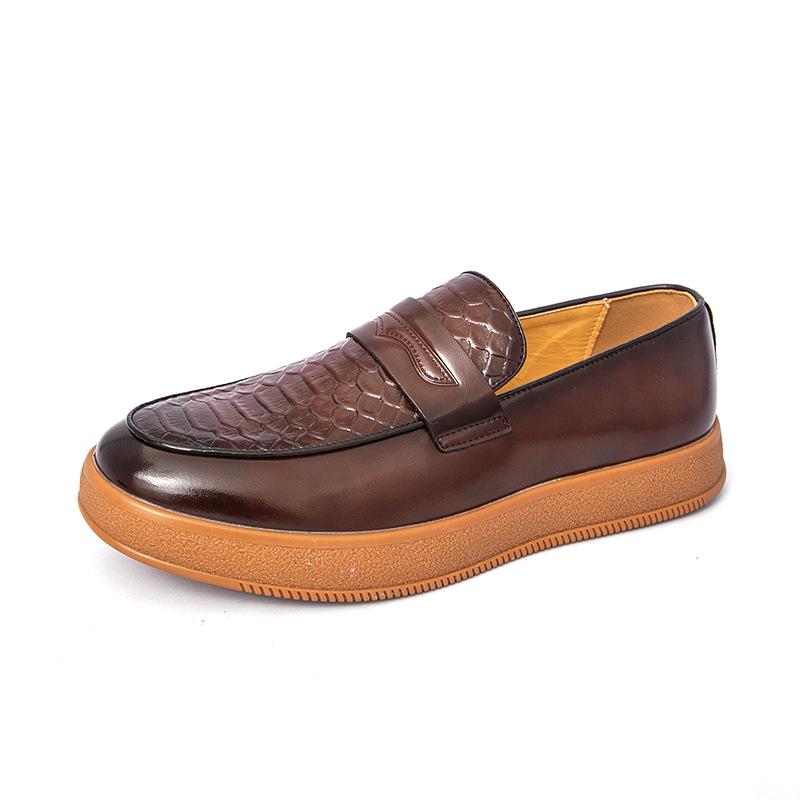 Men s Cross-border Korean Style Breathable Leather Loafers - Trendy Summer Casual British Slip-ons Size 41