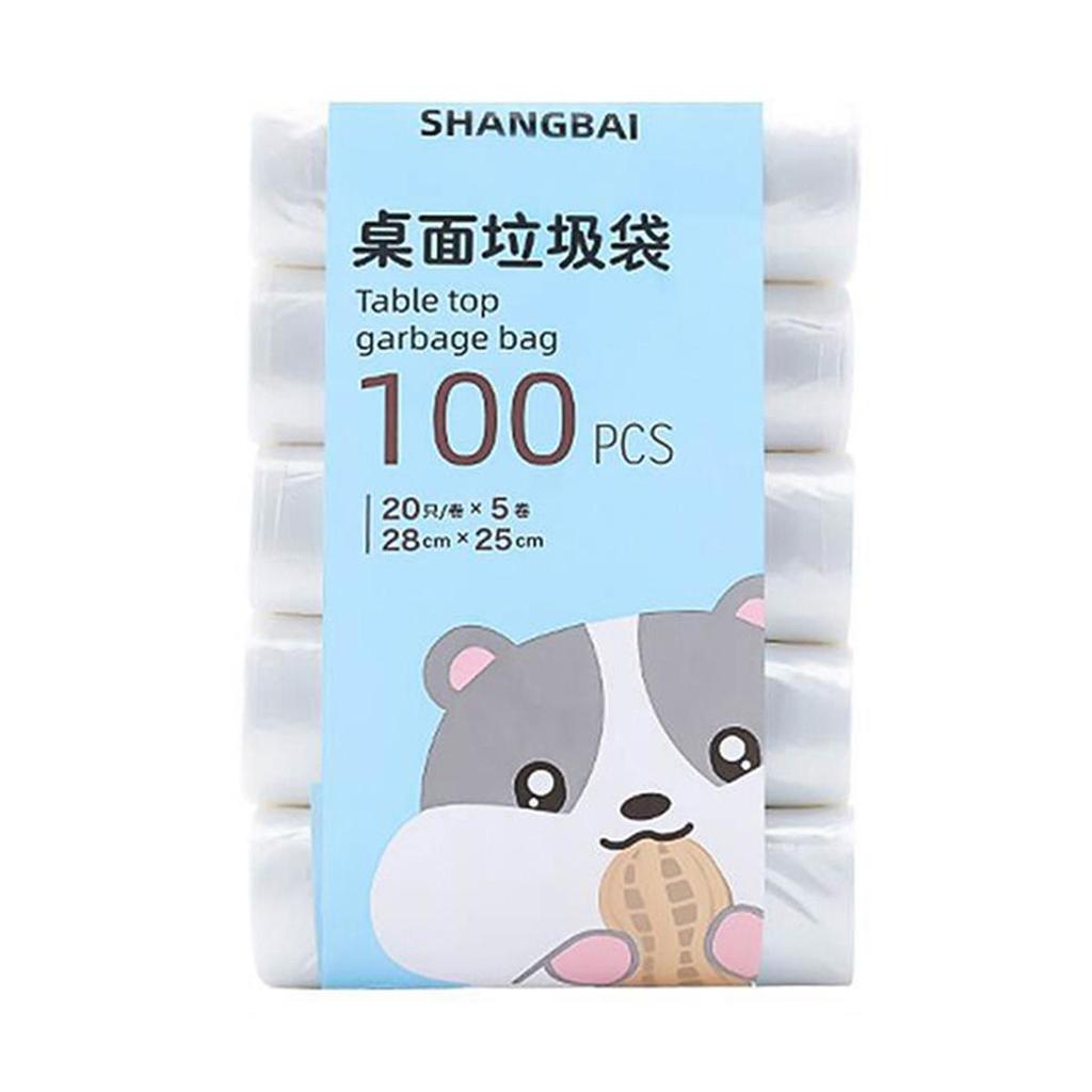 5Roll 100Pcs Mini Garbage Bag Household Thickened Small Desktop Garbage Garbage