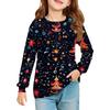Christmas Day Girls' Long Sleeve Blouse - Round Neck Soft Waist Tunic
