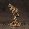 1Pc Brass Welcoming Pine Tree Tea Pet Ornaments Creative Copper Handmade Green Pine Hand Playing Crafts Wealthy Mini Desk Decors