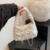 Fashion Retro Sequins Hobo Handbag Shiny Bucket Elegant Evening Clutch Bag for Wedding Party Exquisite Small Tote Female Purse