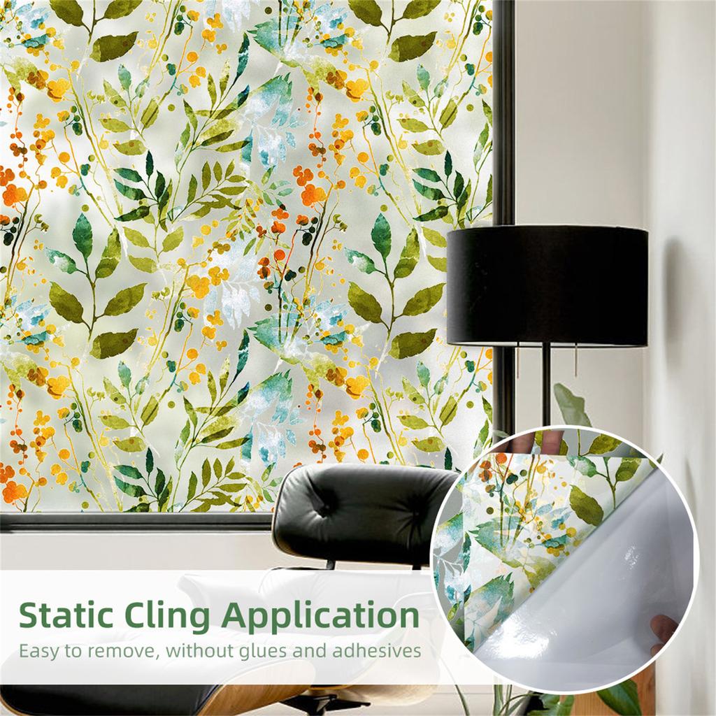 17.7 x45.6 Stained Glass Window Film, Static Cling Window Privacy Film Decorative For Bedroom