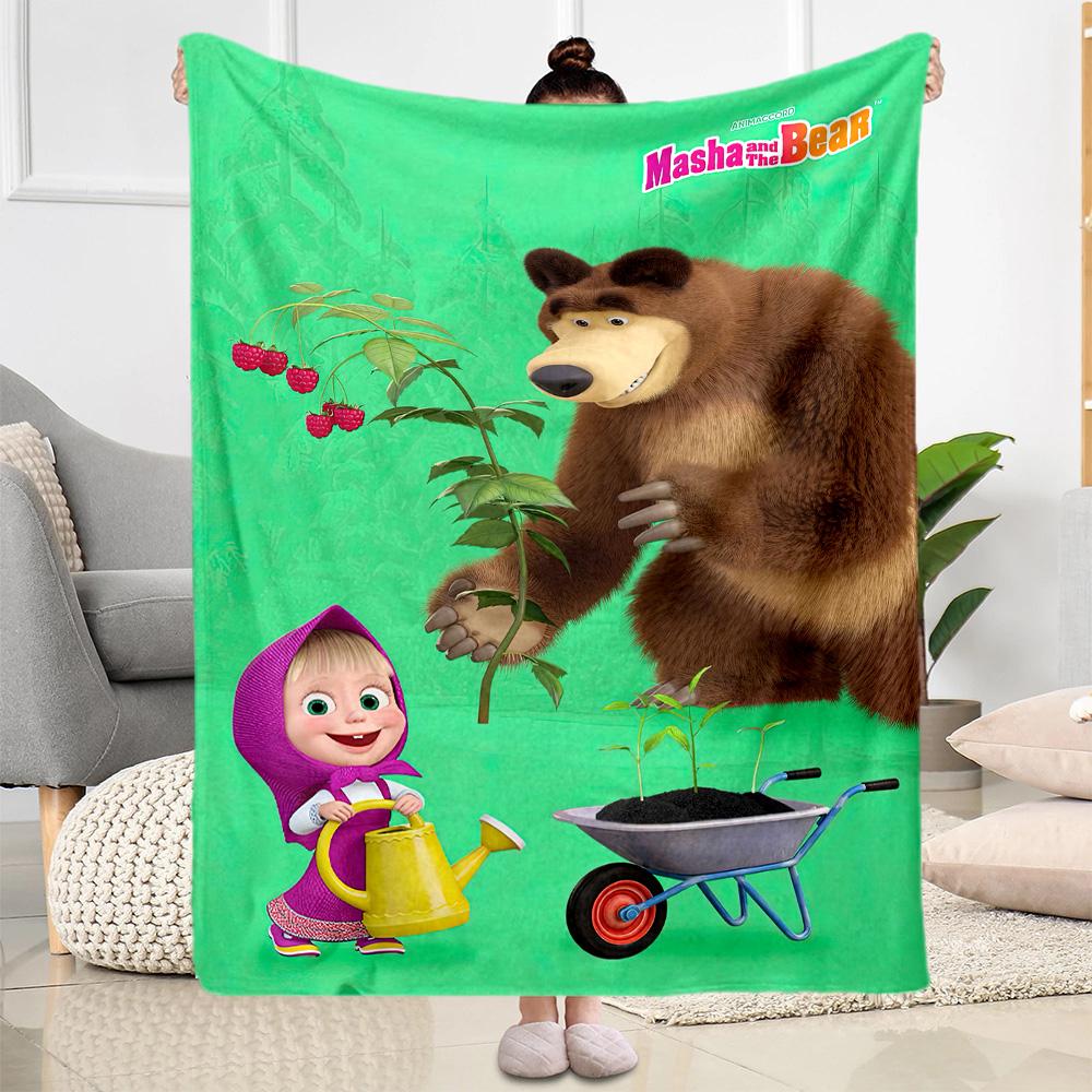 Masha Bear Blanket Warmthful Decor Great for Bedding Office Chair Office Four Seasons Universal Digital Print