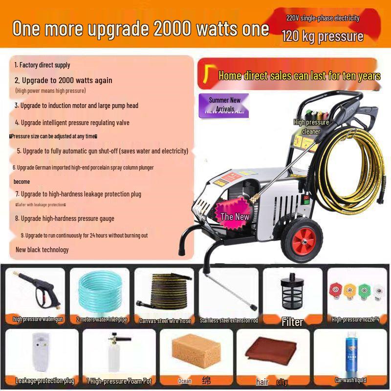 1200kg High-Pressure Car Washer with Powerful Water Pump and Brush