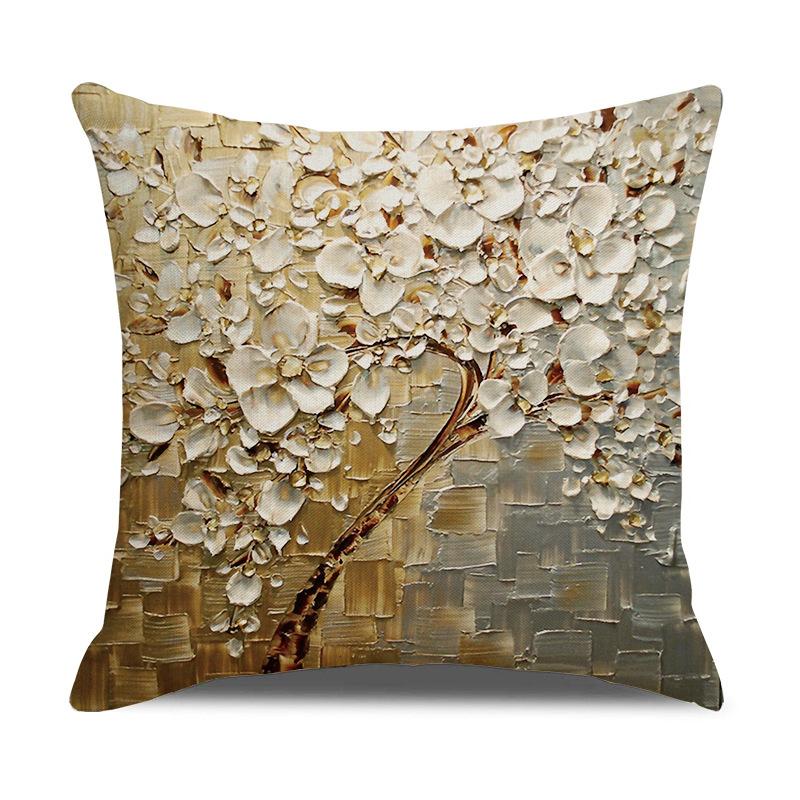 Nordic Home Furnishings Oil Painting Tree Pillow Cover Cartoon Pillow Linen Sofa Cushion Cover New Home Furnishing