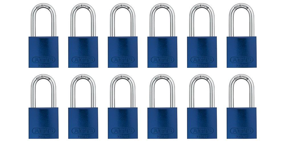 

ABUS Blue 72/40HB40 Lockout Tagout Padlock w/ 1.5 Shackle, 12 Pack, Keyed Alike, 12 Padlocks with 24 Keys