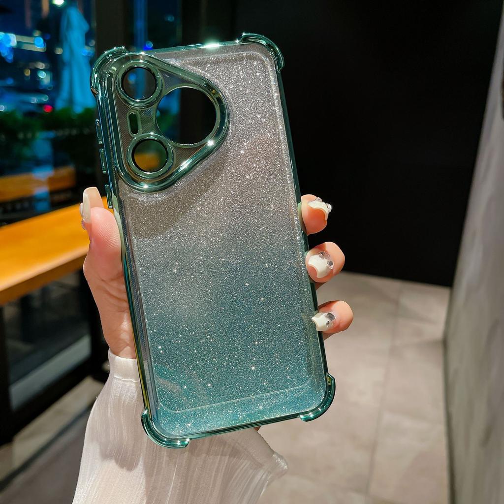 Huawei Pura70ultra Magnetic Stand HONOR 100 Electroplated Four-corner Anti-drop Gradient Glitter Phone Case