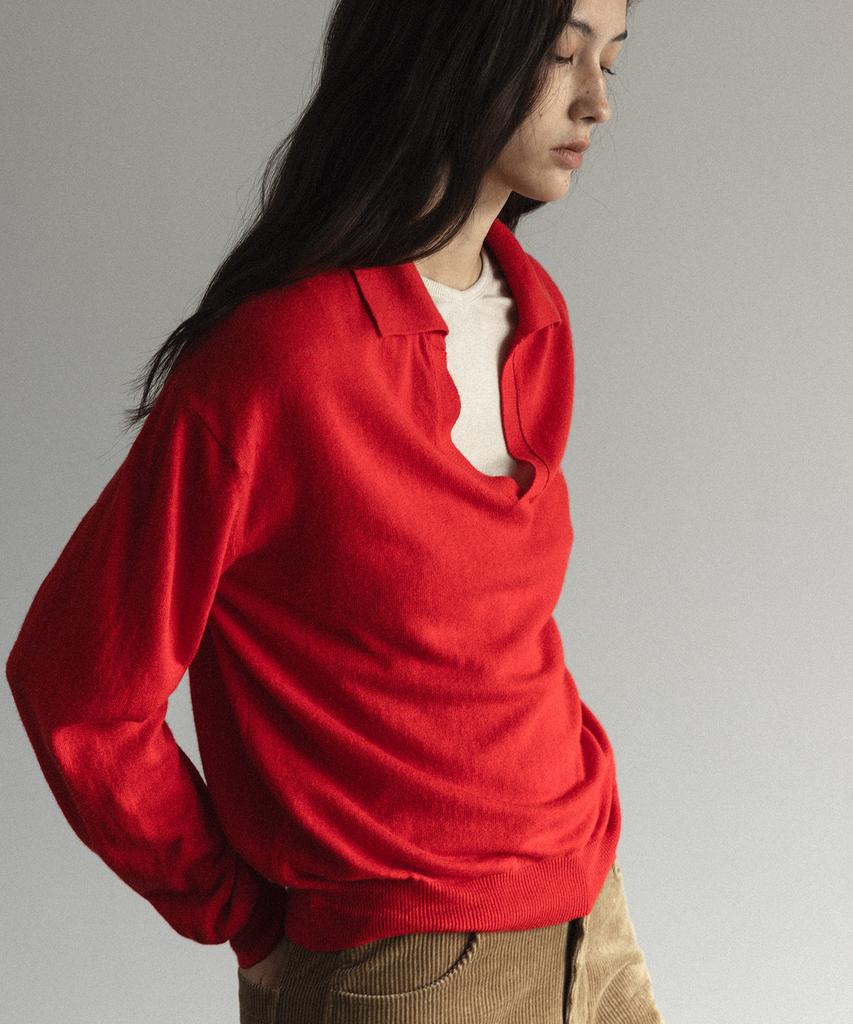 Beullaengkeulumumeon Opening Polo Knit_Red