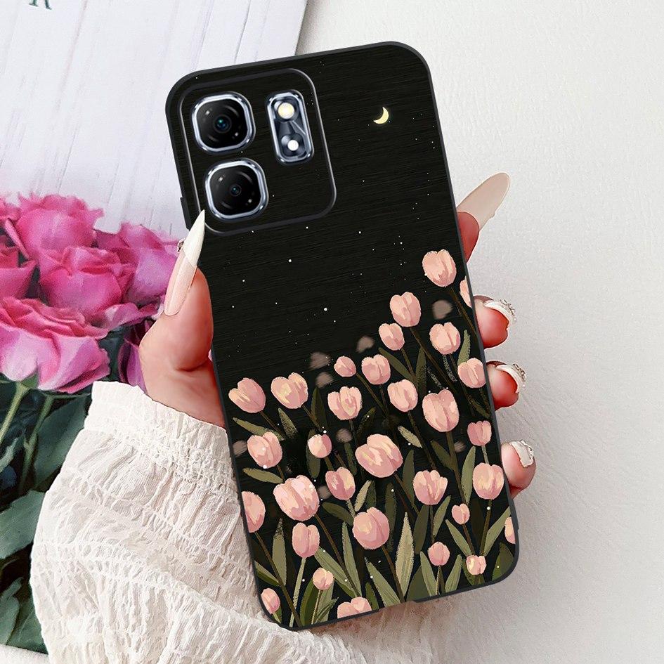 For Infinix Hot 50i Case X6531 New Fashion Flower Love Heart Pattern Soft Silicone Cover For Infinix Smart 9 Smart9 X6532 Bumper