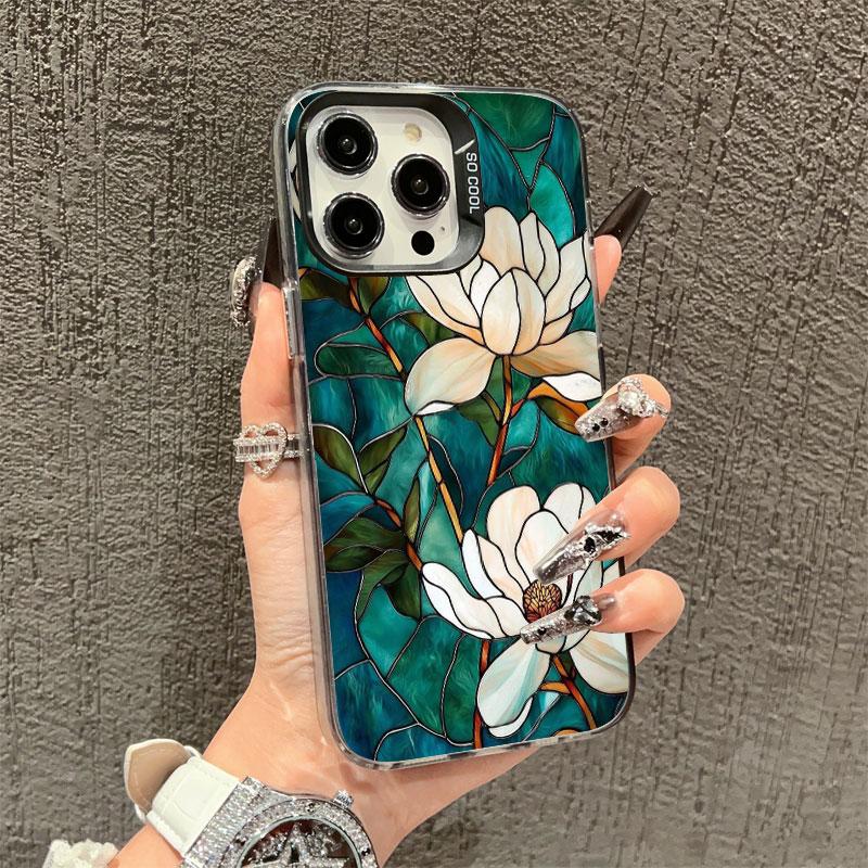 Laser Phone Case For IPhone 15 16 14 Pro Max Cases 11 12 13 17 Pro 17 16 E 14 Plus Luxury Lotus Flowers Floral Shockproof Covers