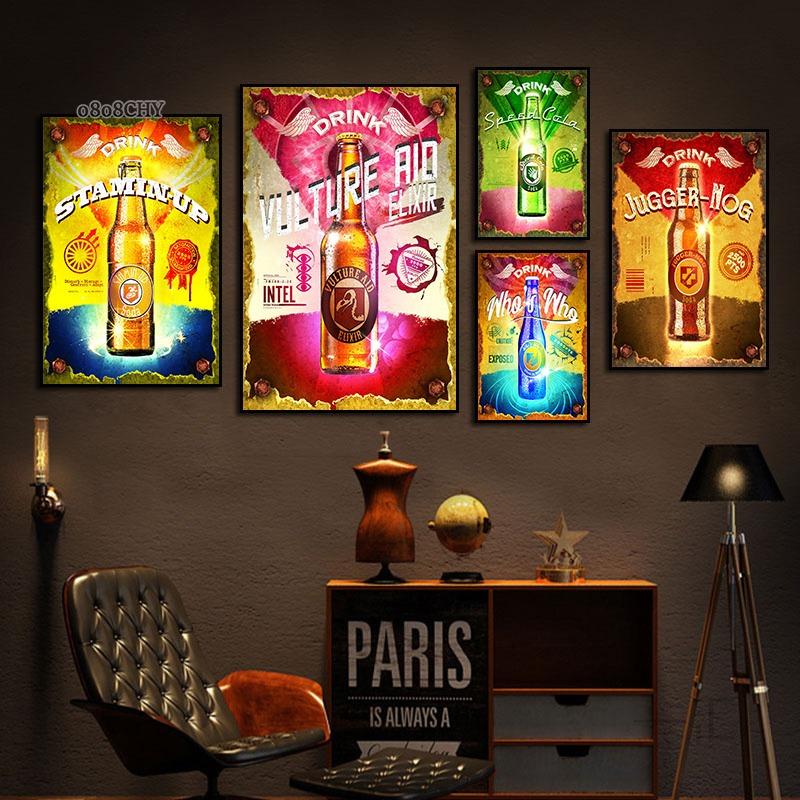 Bunte Perk-a-Cola Poster und Drucke Wandkunst Bilder Getränkeflasche Pop Art Leinwandgemälde Modern Retro Bar Club Heimdekor