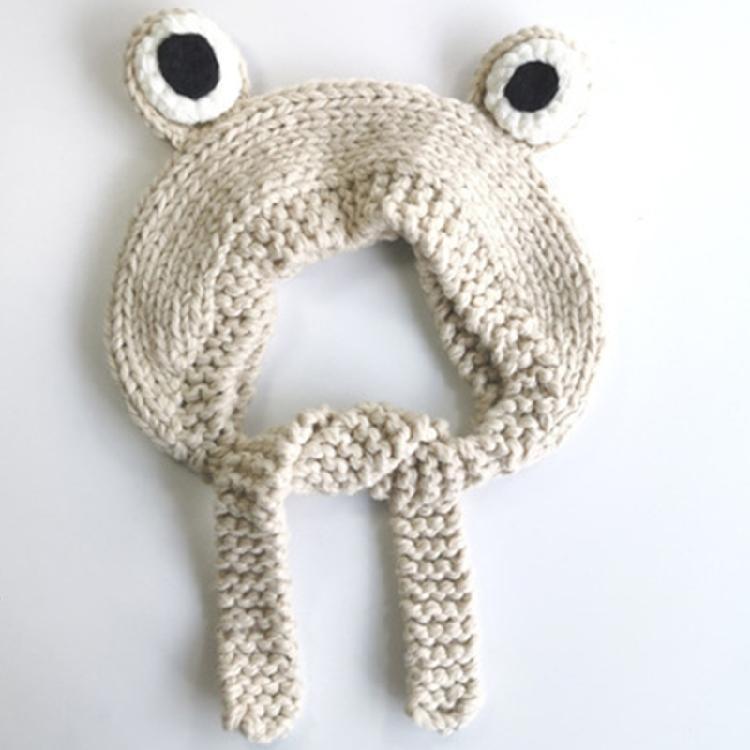 Cute for Frog Hat Big Ears Headgear Cartoon Knitted Hat Winter Warm Headdress