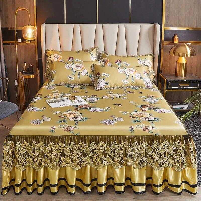 

Европейский цветочный летний чехол на двуспальную кровать, королевский размер, роскошное покрывало, комплект королевского кружева с вышивкой, охлаждающий кондиционер, коврик для сна 200x220cm 79x87inch