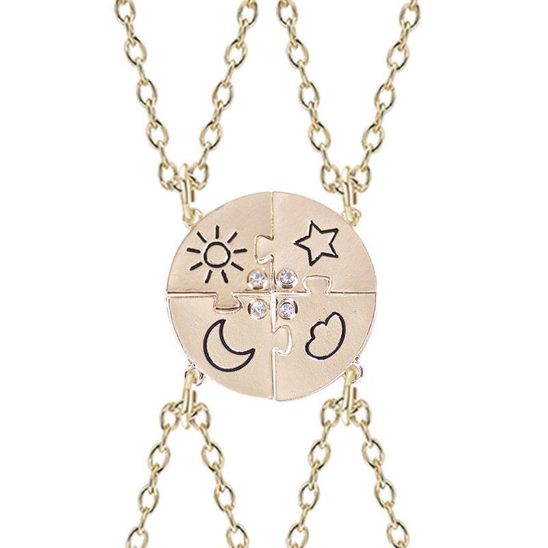 3/4-delars set Bästa vänner Vänskapshalsband Sol Måne Moln Stjärna Inlagd Sömnad Halsband