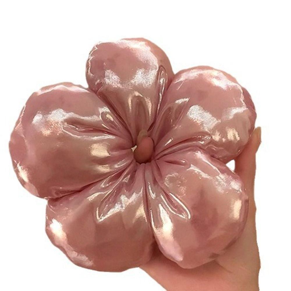 Exaggerated Large Satin Hair Scrunchies Flower Shape Exaggerated Hair Ring Women