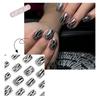 24 Pcs Flame Artificial Nail Black Gradient Press On Nail Square Stick On Nail Glittering False Nail for Woman