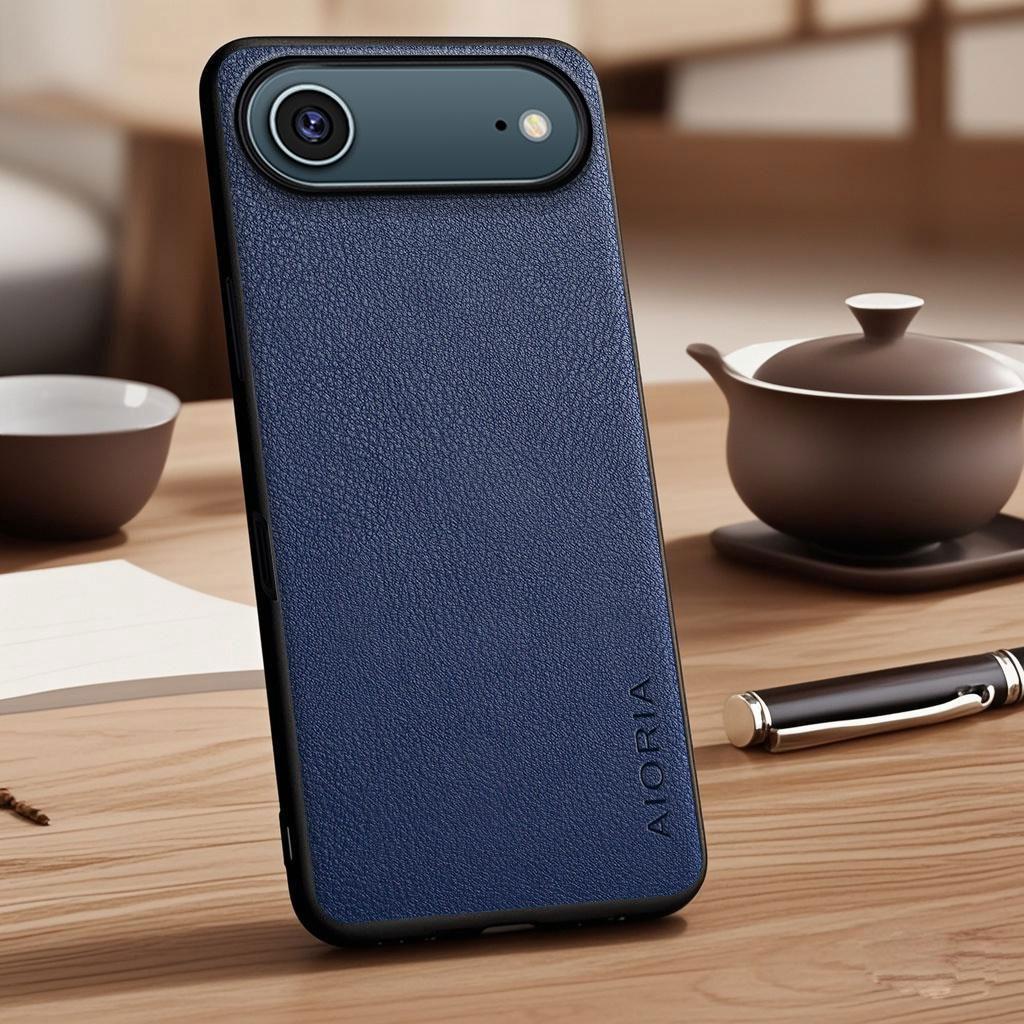 Case for iPhone 17 Air 16 15 14 13 Pro Max Plus Vegan Faux Lychee Pebbled Leather Cover Funda for iPhone 17 Pro Max Case Capa