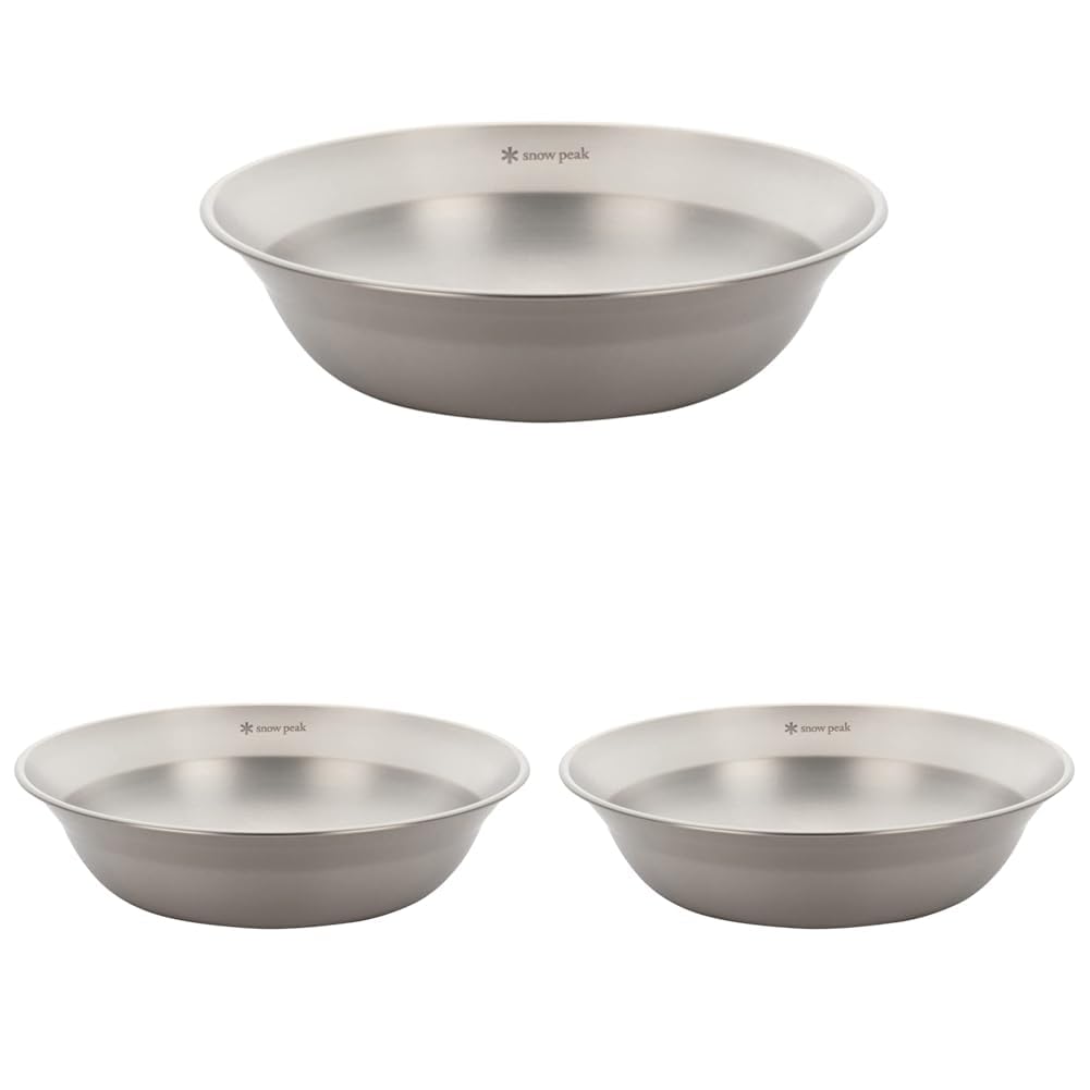Snow Peak SP Tableware Bowl, Stainless Steel, TW-031, Large (x 3)