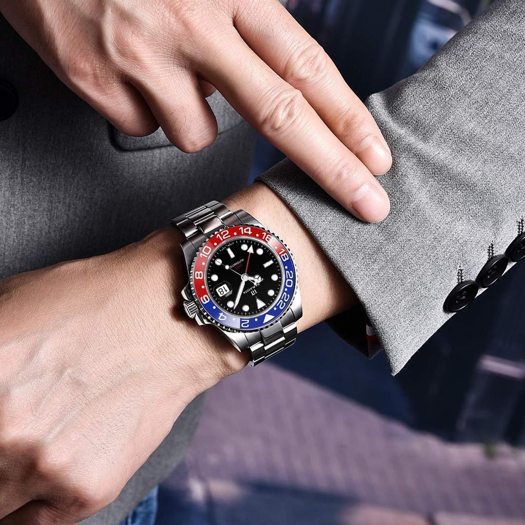 HAMAYOTA Hodinky Funkce GMT Automatické hodinky Pepsi Keramický otočný rámeček Pánské potápěčské