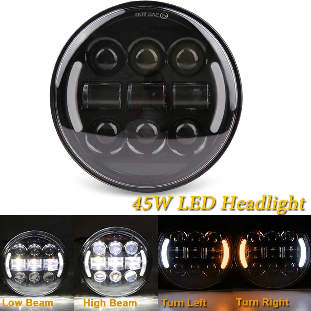5.75 Inch Black Halo Angel Eyes LED Headlight For Triumph Sportster 1200 883 Street 500 750 5-3/4" Projector Round Headlamp