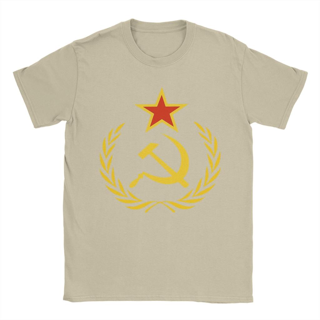 CCCP Soviet Hammer and Sickle Star Marxist TShirts for Unisex Round Collar Pure Cotton T Shirts Short Sleeve Tees Summer Tops