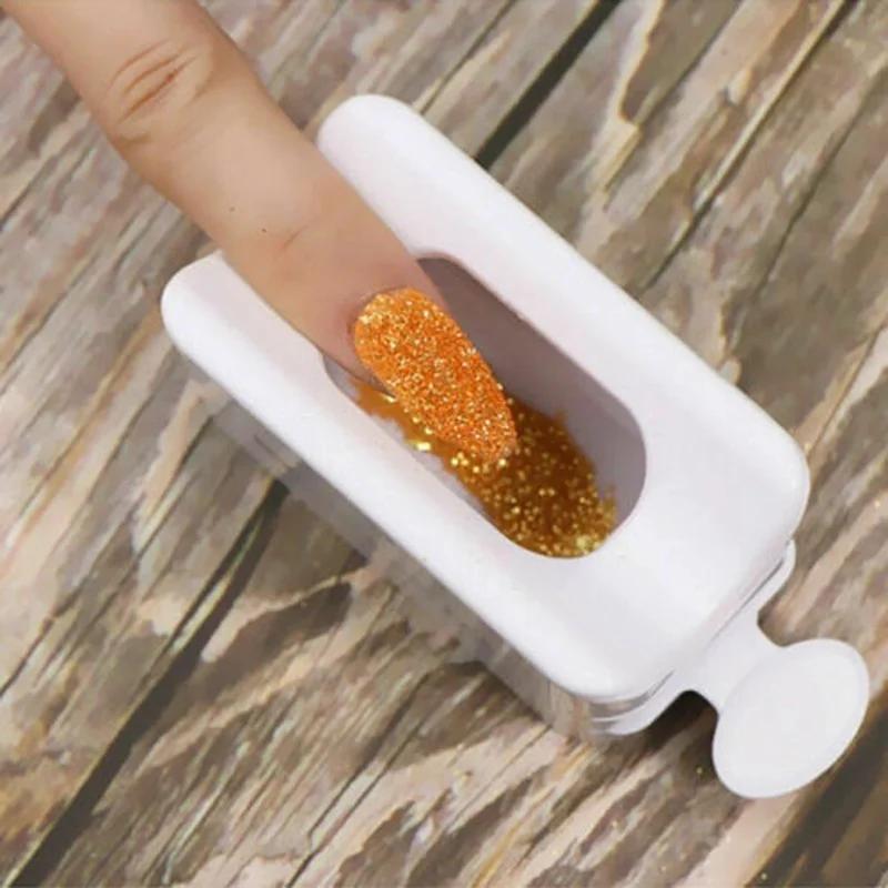 Portable Nail Dipping Powder Recycling Tray Powder Nail Sequin Glitter Storage Box Manicure Tools Fingertip Beauty Accessories