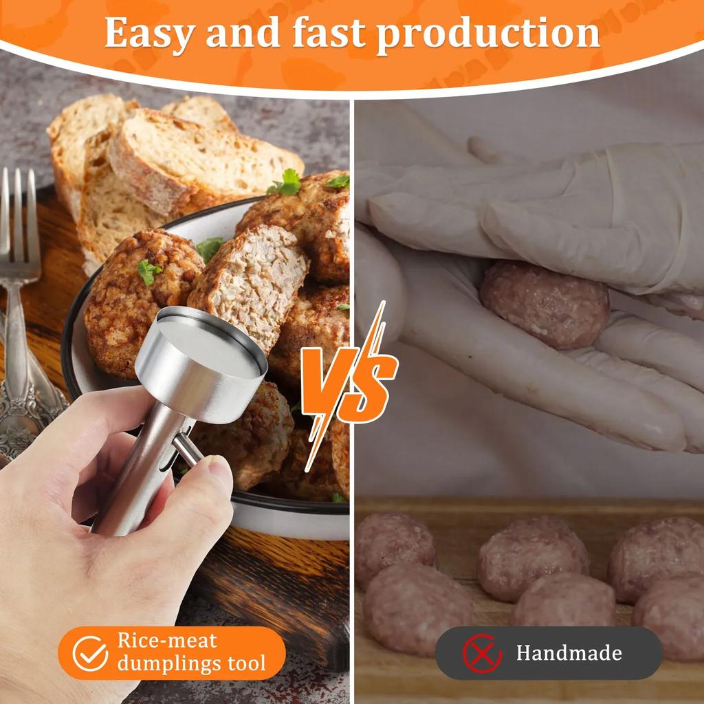 Silver Scoop Stainless Steels Falafel Meatball Maker Spring Design Scoop Rustproof Meatball Baller Maker Cooking Accessories