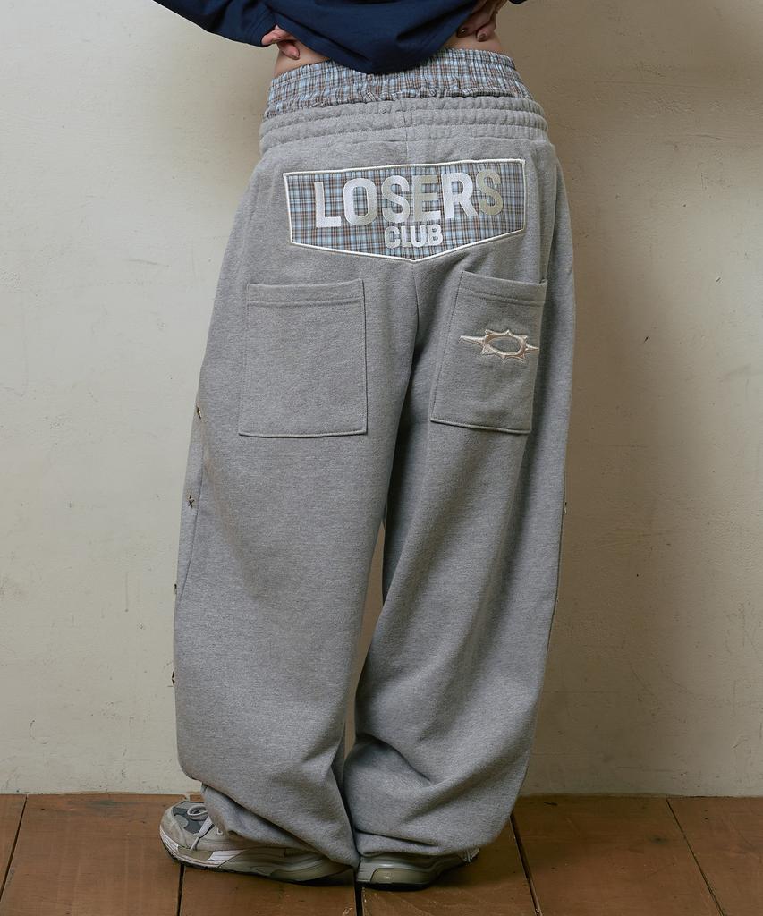 Lujeoseukeulleob Layered Star Studded Wide Sweatpants Gray