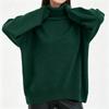 Womens Solid Color High Neck Knit Sweater Loose Fit Winter 2026 Casual Streetwear Long Sleeve Pullover