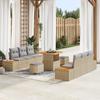 9-Piece Garden Sofa Set with Cushions In Beige Poly Rattan Acacia 3364817