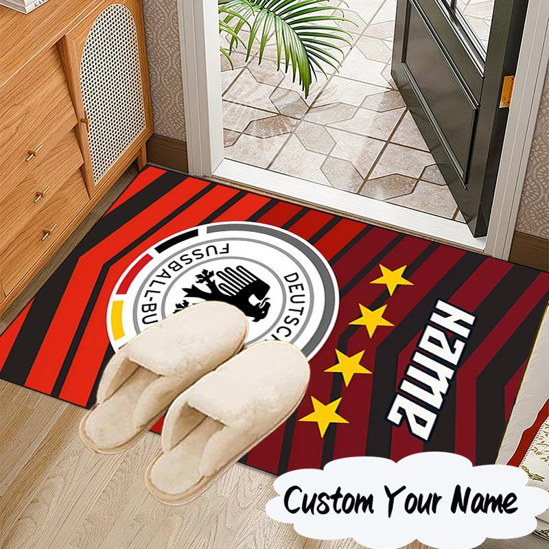 Custom Name German Football Badge Emblem Rug for Living Room, Game Rooms, Office, Bedroom, Floor Mat Playful Design, Fan Gifts Christmas Decor