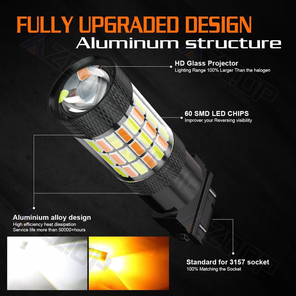 3157 Switchback LED Turn Signal Bulbs For Chevy Silverado/GMC Sierra 1500 2500 2001-2013, 3057 4057 Parking Lights, 300% Brightness, Dual Color 6000K