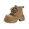 9691-6 Casual 2025 Thick-soled Height-increasing Lace-up Beaded Snow Versatile Martin Boots Muffin Heel Women's Shoes