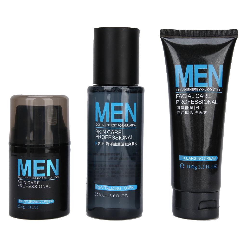 

Набор для ухода за лицом для мужчин, 3 шт., увлажняющий, контролирующий жирность кожи, очищающий тоник, крем для лица