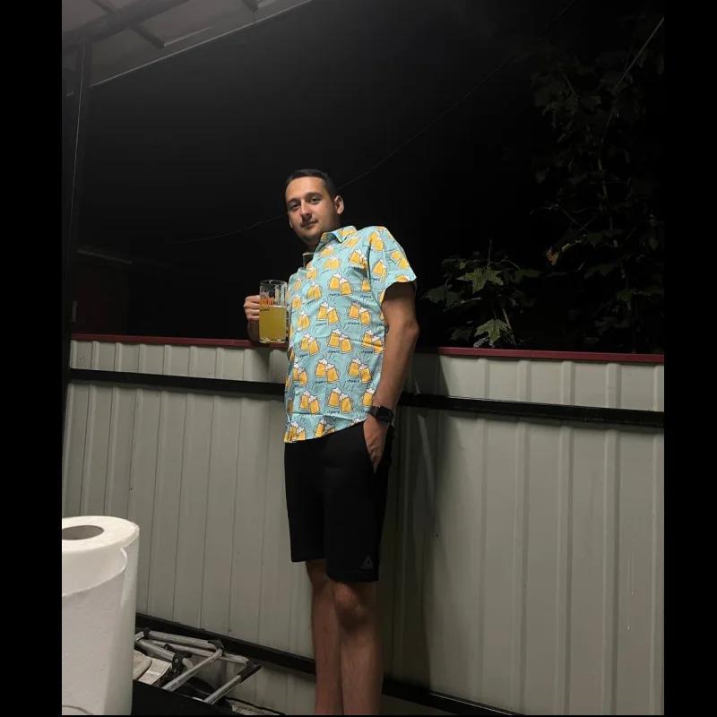 Camisa Hawaiana para Hombre Camisas de Manga Corta Estampadas 3D de Cerveza Camisa para Fiesta de Cerveza Camisetas Camisetas Casuales de Verano Ropa Holgada Oversize para Hombre